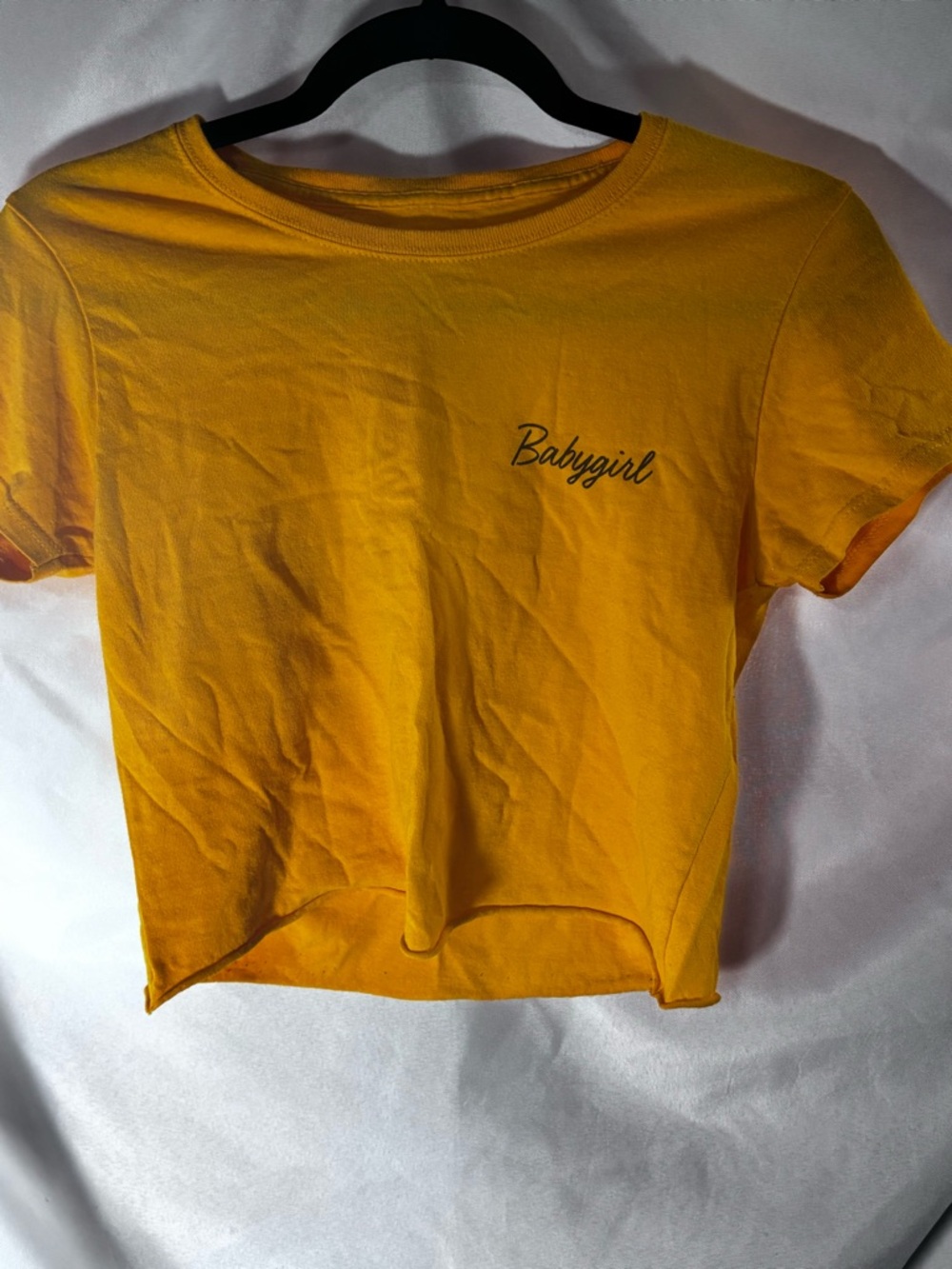Cold Crush Yellow 'Babygirl' Short Sleeve Crop‎ Top